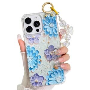 AIGOMARA for iPhone 16 Pro Case with Wristband and Bracelet Chain for Women